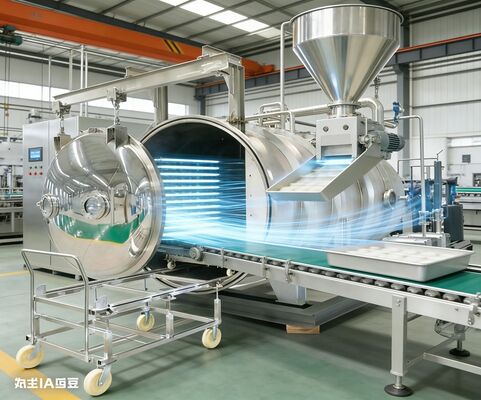 Secador de congelación industrial, capacidad de 200 kg. Procesar ingredientes a granel, productos farmacéuticos y alimentos de primera calidad de manera eficiente