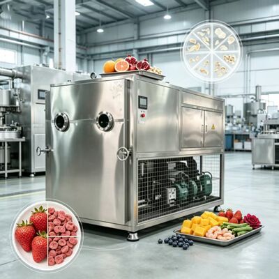 Limites de vacío inferiores o iguales a 13 Pa Secador congelador de vegetales que ofrece modo de funcionamiento automático y sistema de enfriamiento por aire que garantiza el secado congelado